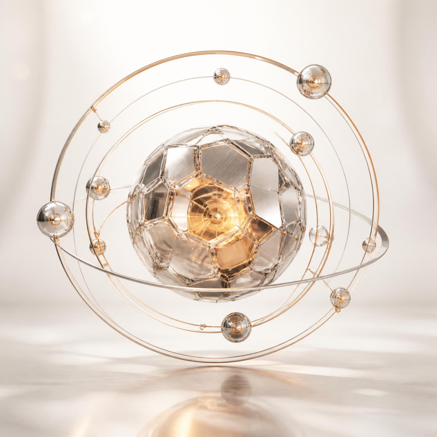 An abstract glass and metal intelligence core
