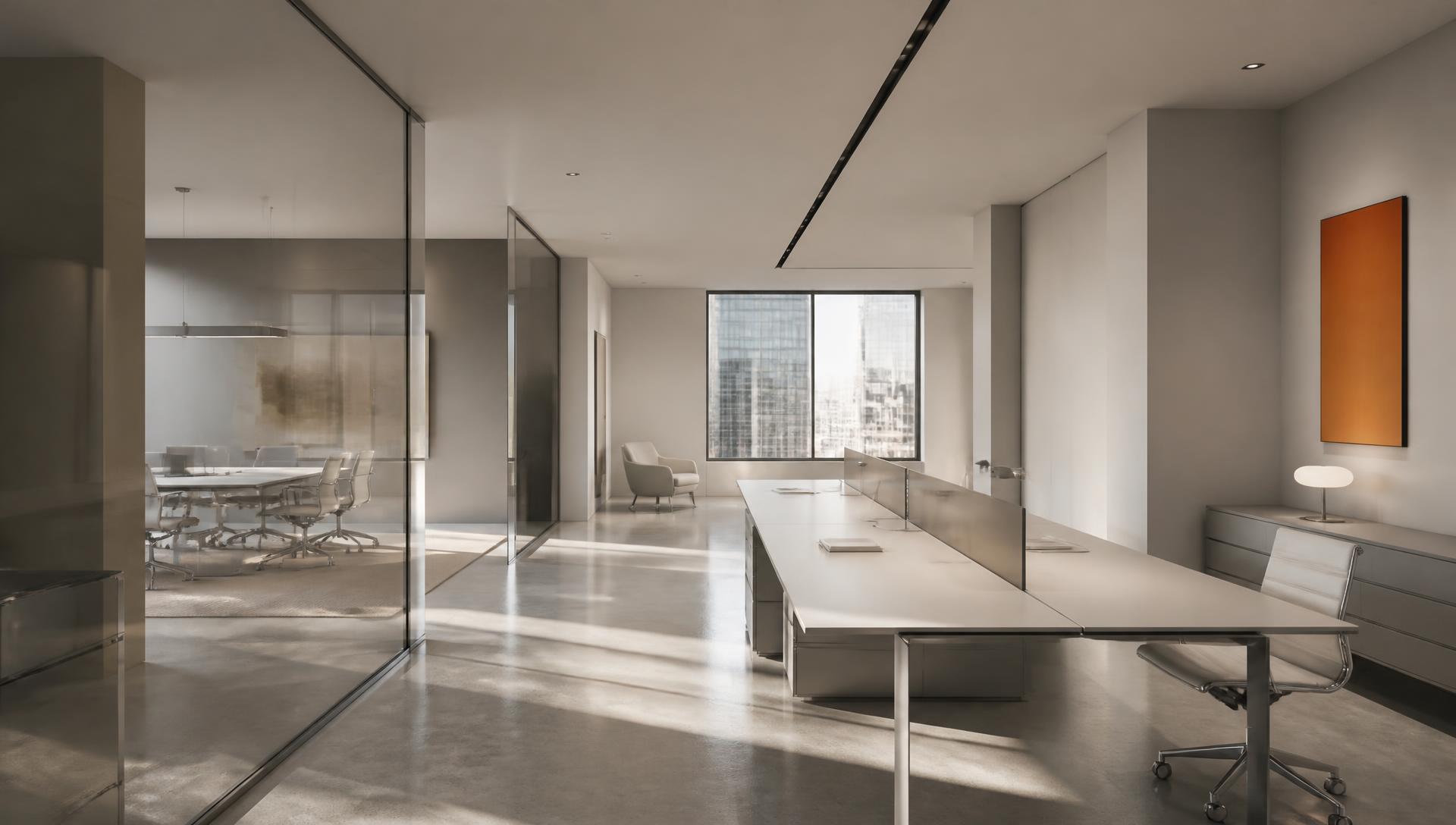 A bright architectural workspace with work packages laid out for review
